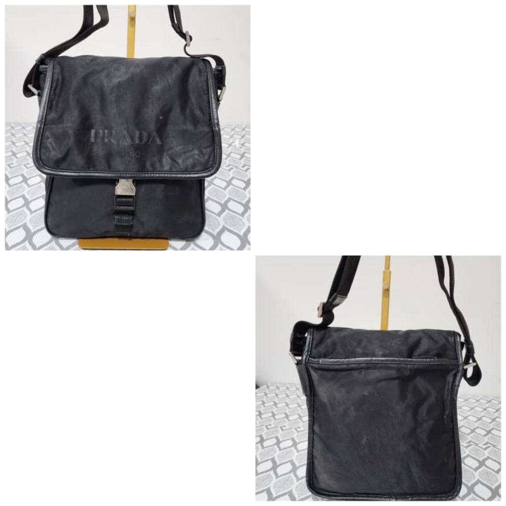 Authentic Prada Tessuto Crossbody Buckle Messenger Bag Black - Picture 10 of 15